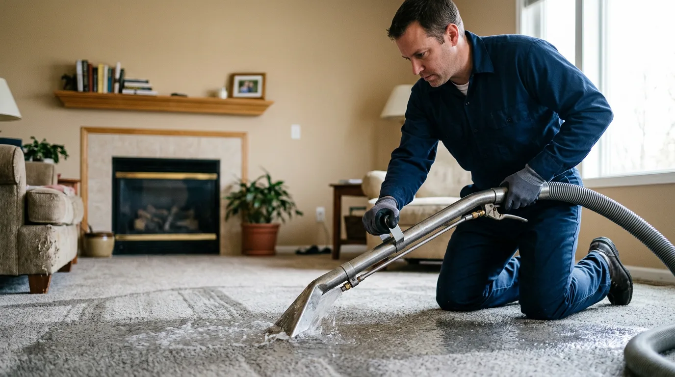 Water damage restoration technician working near Blue Point, NY